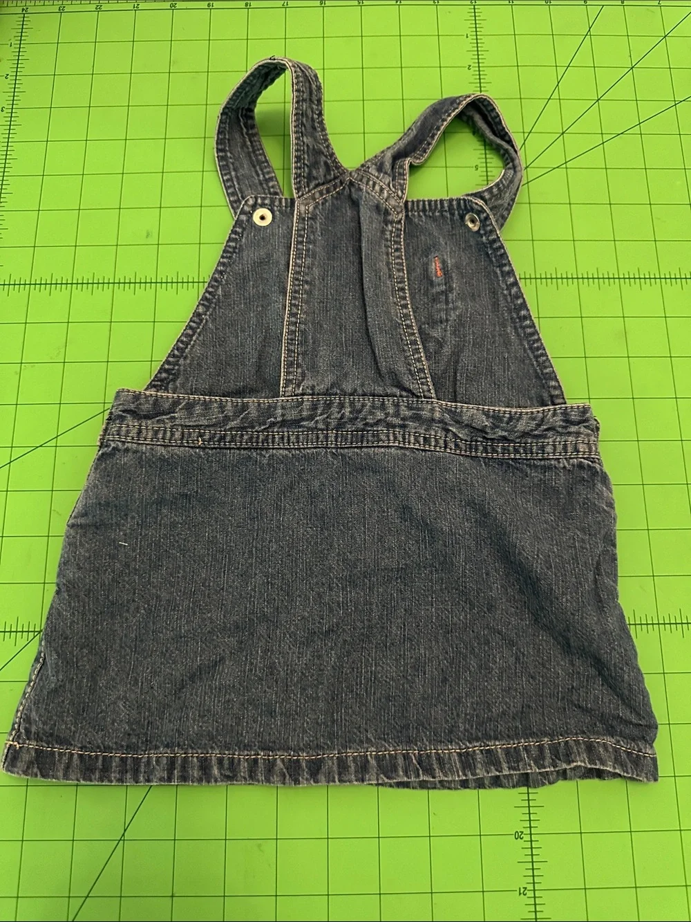 Wonderkids Denim Overall Dress with Coral Bow size 2t